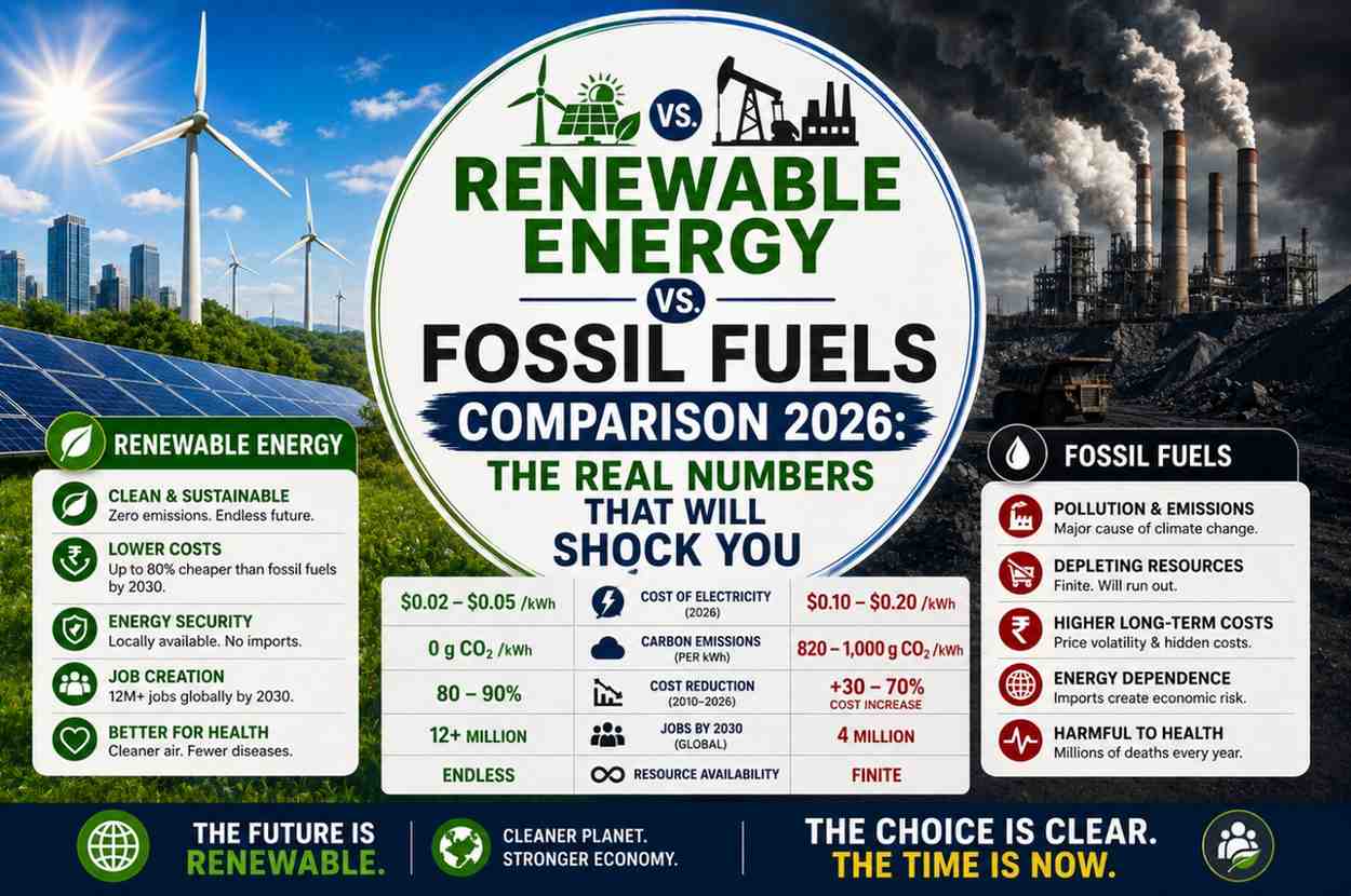 renewable energy vs. fossil fuels comparison